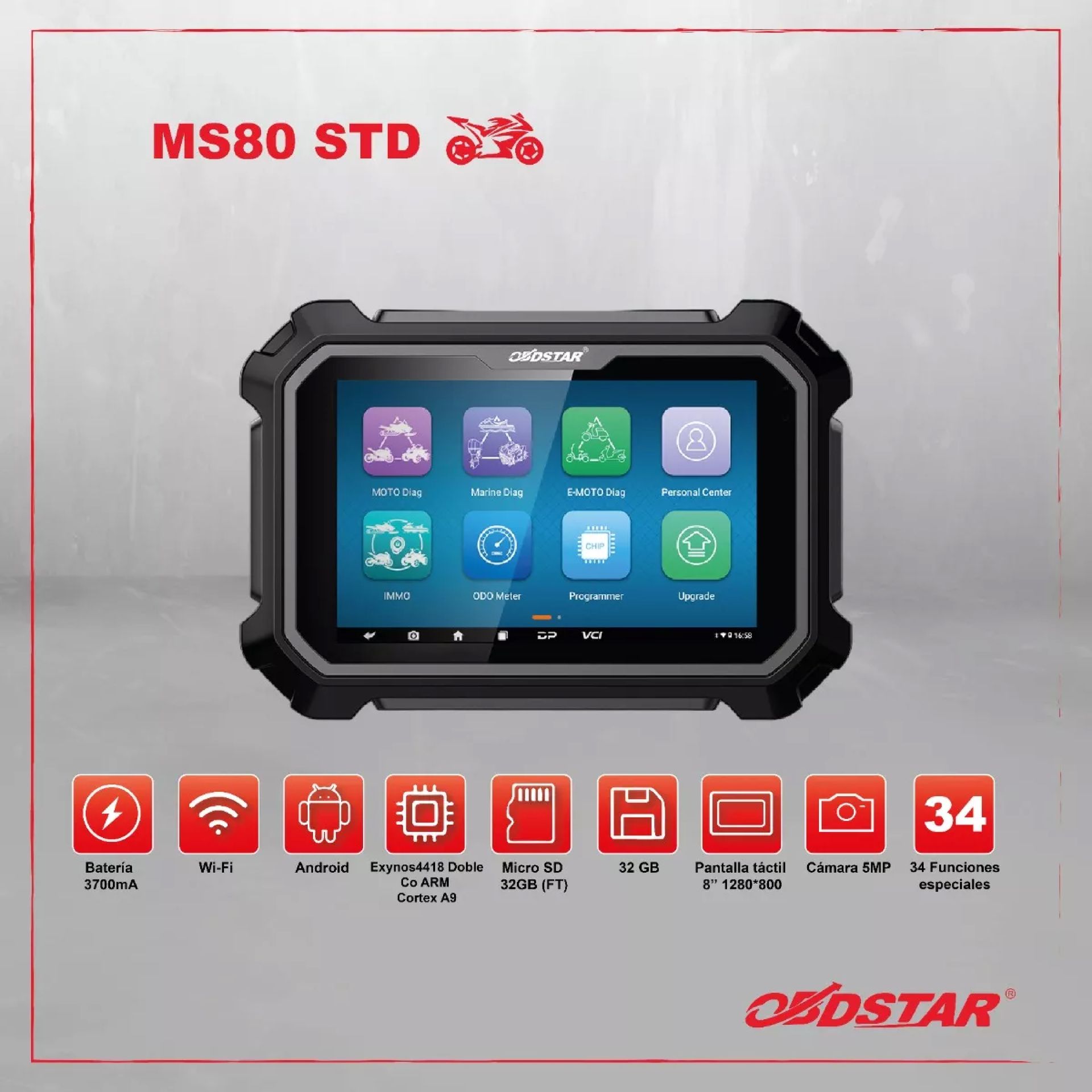 MS80 ESCANER MOTO BASICO OBDSTAR MS80 ESCANER MOTO BASICO OBDSTAR