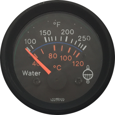 MARCADOR TEMPERATURA AGUA ELECTRICO 12V 40Ø-120Ø ARO NEGRO