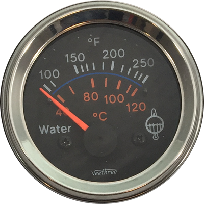 MARCADOR TEMPERATURA AGUA ELECTRICO 12V 40Ø-120Ø ARO CROMADO