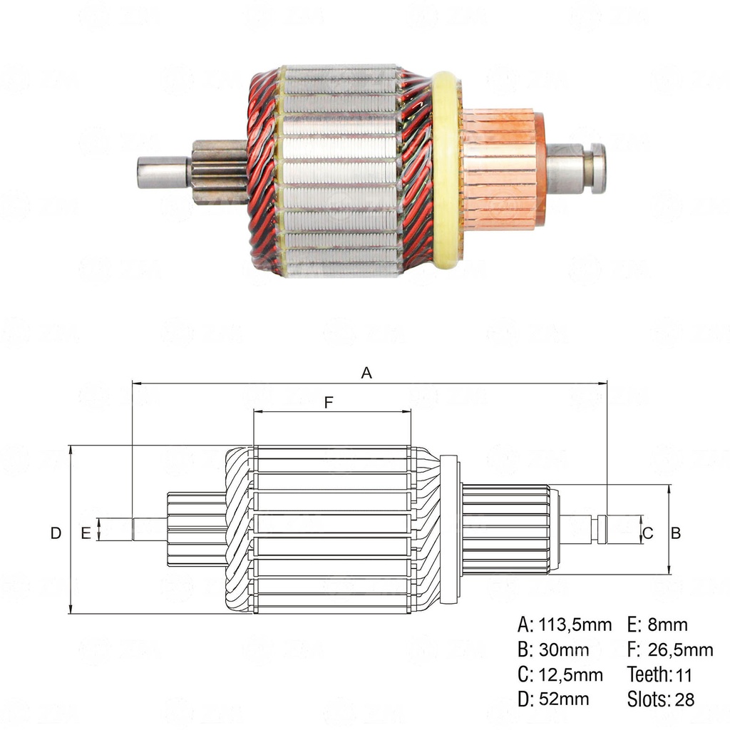 INDUCIDO ARRANQUE RENAULT DUSTER 113.5 MM(IM-3166)