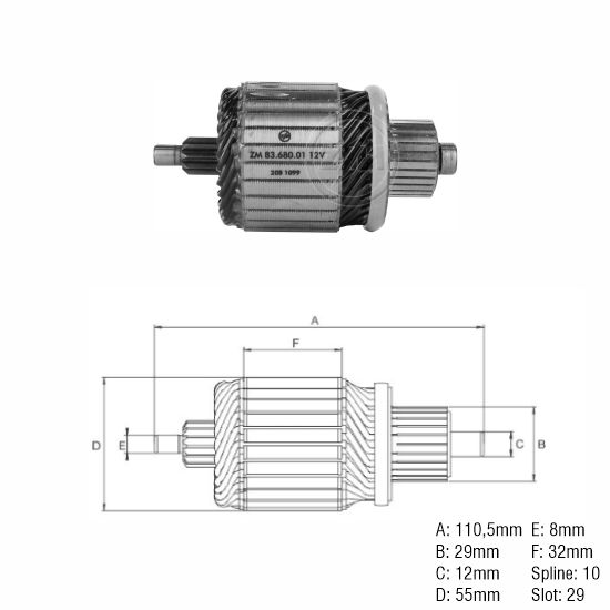 INDUCIDO ARRANQUE HITACHI- MONTACARGAS 12V