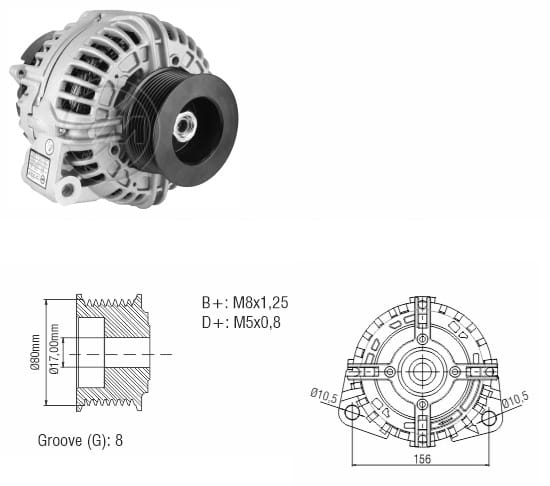 ALTERNADOR 12V 200A  JOHN DEERE 8PK