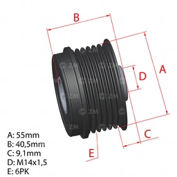 [5696.005.77] POLEA RUEDA LIBRE TOYOTA COROLLA AURIS 1.6 6X17 27415-0T020 21 22