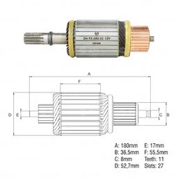 [438368002] INDUCIDO ARRANQUE NISSAN MT3000 TD27 CHEVROLET NKR TIPO HITACHI RELACIONADO 2.3KW 12V 11ESTRIAS