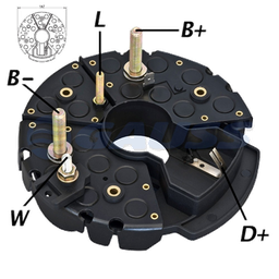 [07GA1973] RECTIFICADOR MB MERCEDES BENZ IVECO RENAULT SCANIA VOLVO 140AMP 12X50A 3X35A TRIDIODO (GA041 GA042 GA043) TIPO BOSCH