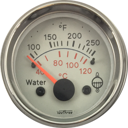 [16277063] MARCADOR TEMPERATURA AGUA ELECTRICO 24V 40Ø-120Ø TABLERO BLANCO ARO CROMADO